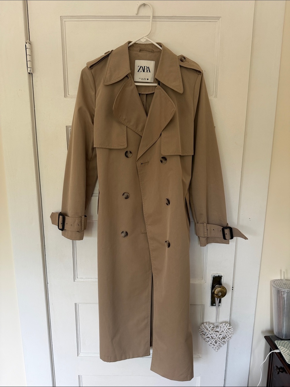 Zara Camel Double-Breasted Trench Coat